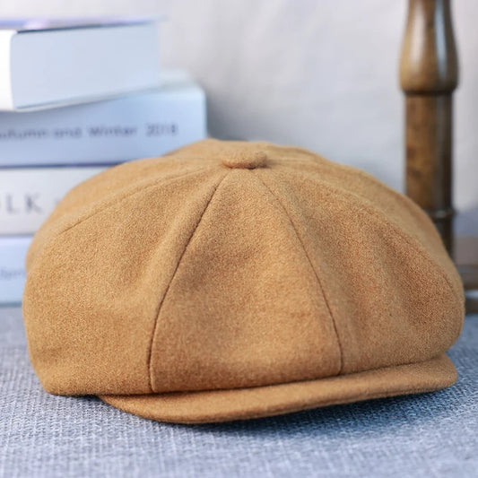 New Wool Newsboy Cap Black Khaki Men Women British Gatsby Retro Hat Driver Flat Cap for Male Vintage Beret for Men 009