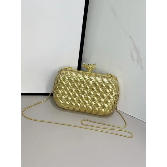 Elegant Box Shaped Dinner Clutch Crossbody Bag for Women Fashionable Chain Strap Handbag Retro Style Leather Handbag
