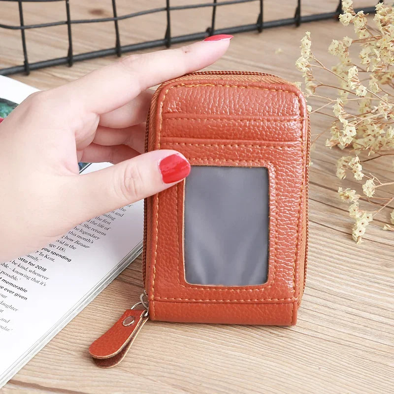 Portefeuille Homme en Cuir PU Véritable Porte-Cartes de Crédit Blocage RFID Pochette Zippée Homme Sac Multi-cartes Fermeture Éclair Haute Qualité
