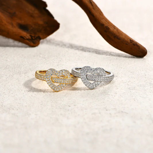 Bague en Moissanite Complète DVVS1 en Argent Sterling 925, Plaqué Or 18K, Forme Cœur, pour Femme, Cadeaux de Fêtes Classiques, Bijoux de Luxe