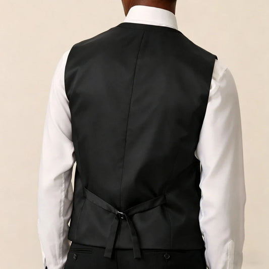 Men Vest Black Solid Single Button V Neck Waistcoat For Wedding Banquet Business Party Casual Work Casual Daily Men Suit Vest