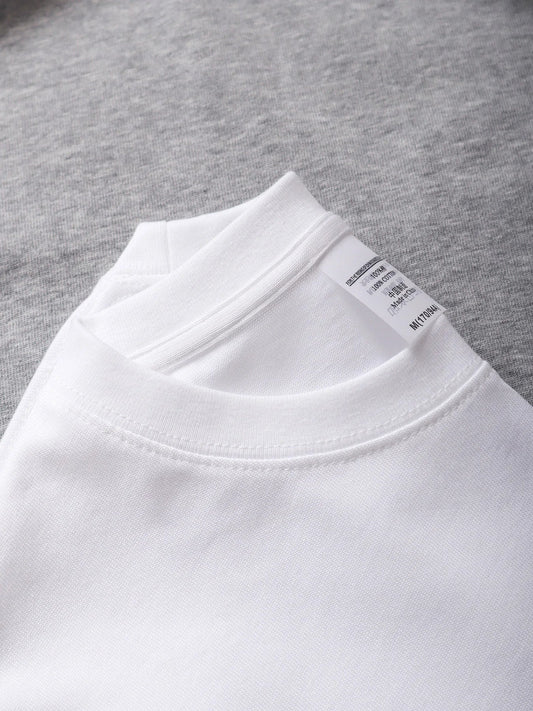 9.9oz 280gsm High Qualtity Oversized Heavy T-shirt for Men Short Sleeve Tee Cotton Solid Color Trend Leisure Green White Black