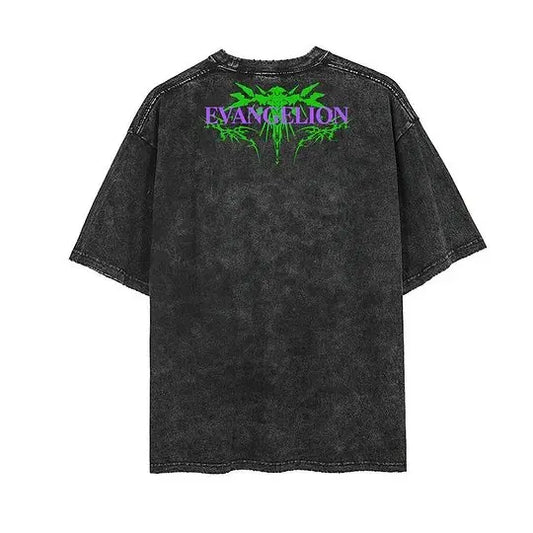 Neon Genesis Evangelion Japan Anime EVA Shinji Ikari Men's and Women's T-Shirt Cotton Washed Old Retro Y2K Harajuku Short Sleeve