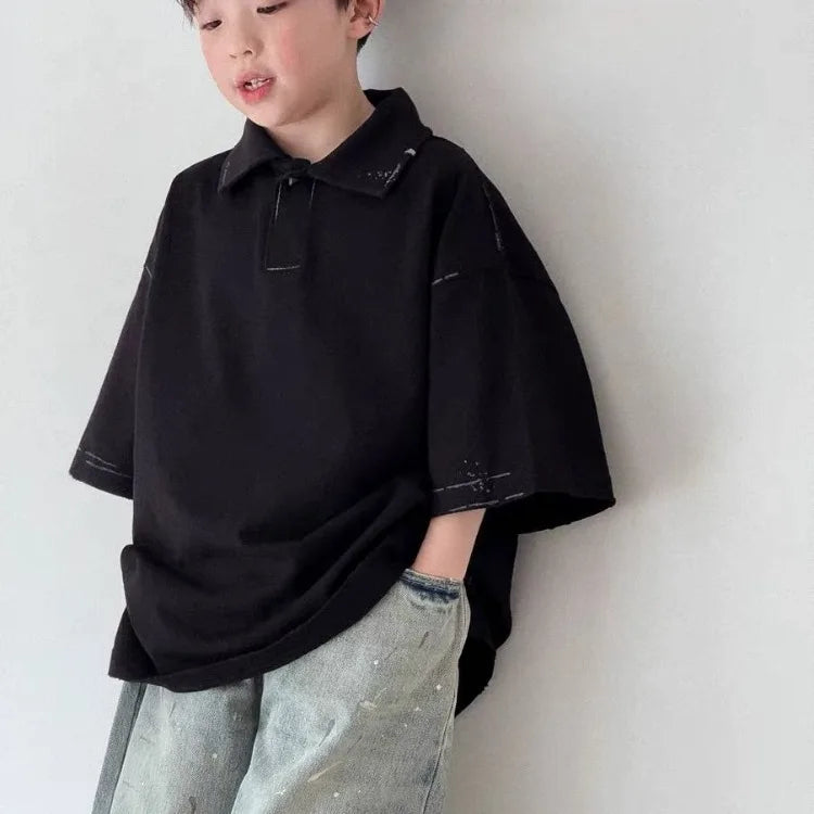 Boys' Polo Short Sleeve T-Shirt Summer Casual Stylish Versatile Toddler Big Kids Tops