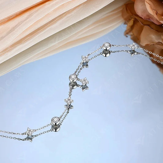 Bracelet Classique en Moissanite pour Femme en Argent Sterling 925, Or Massif 18K 14K 10K, Bracelet Perle pour Fête Anniversaire