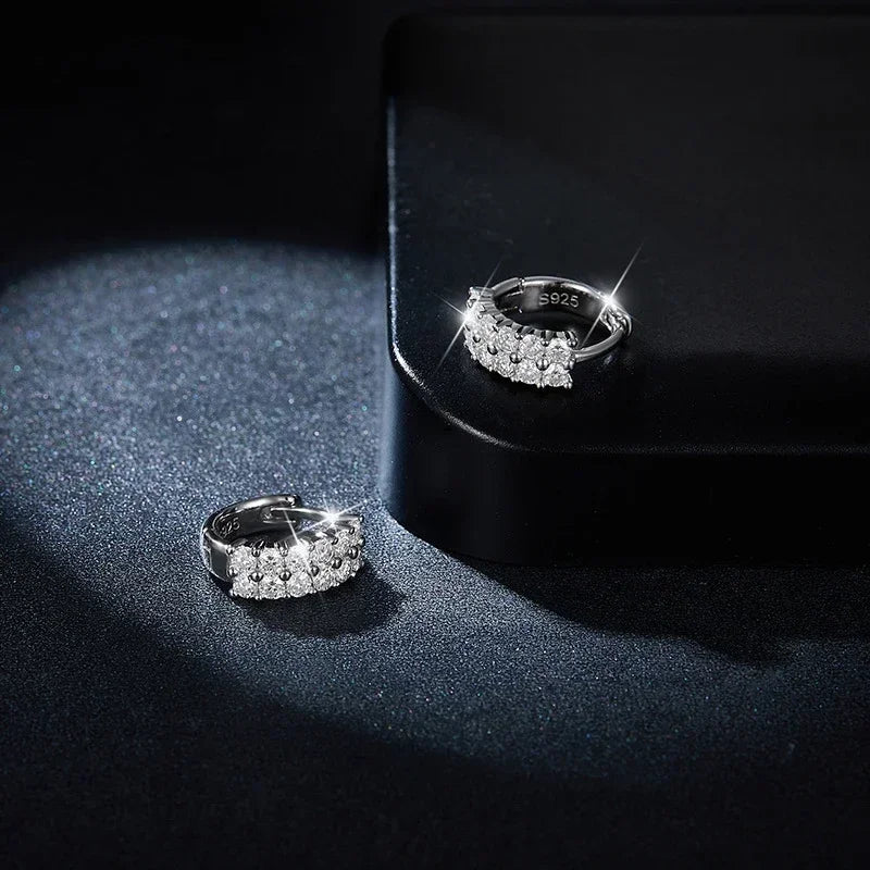 Full Moissanite Stud Earrings For Women 925 Sterling Earring Hoops Silver Sparkling Fine Jewelry Gifts with Certificate