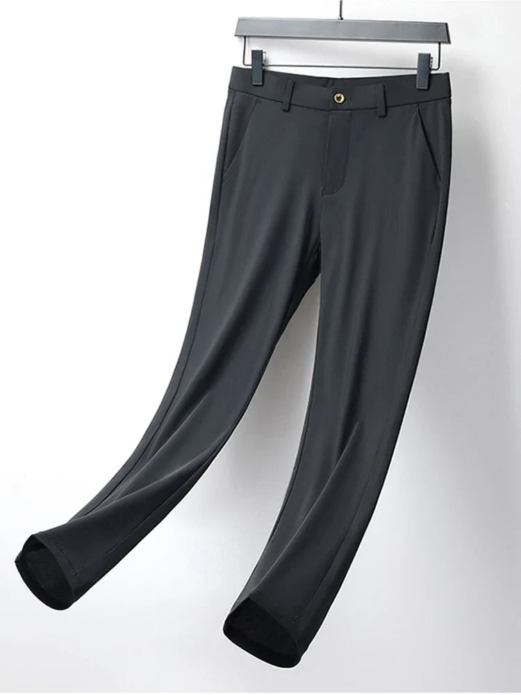 Summer Men's Casual Pants Korean Fashion Light Cool Ice Silk Stretch Golf Pants Slim Fit Suit Pants Male Office Formal Trousers