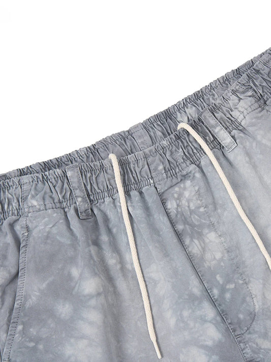 2024 Summer New 180gsm 100% Cotton Garment Dyed Vintage Oversize Shorts Men Contrast Color Retro Shorts