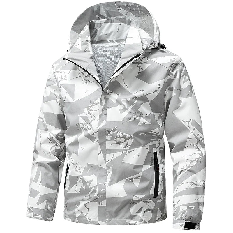Softshell Outdoor Jacket Men Zip Up Hooded Waterproof Jacket Hiking Camping Windbreaker Lightweight Spring Autumn Coats