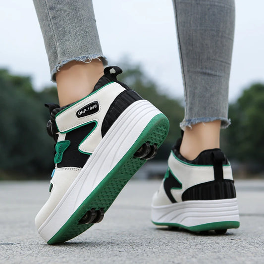 Students Children's Shoes Four Wheel Light Shoes Boys Invisible Roller Shoes Large Size Outdoor Sports Walking Shoes Women