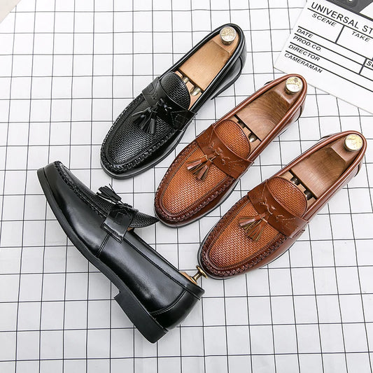 Men's Dress Shoes High Quality Brogues Casual Business Leather Shoes Social Party Leather Loafers Male Tassel Wedding Shoes