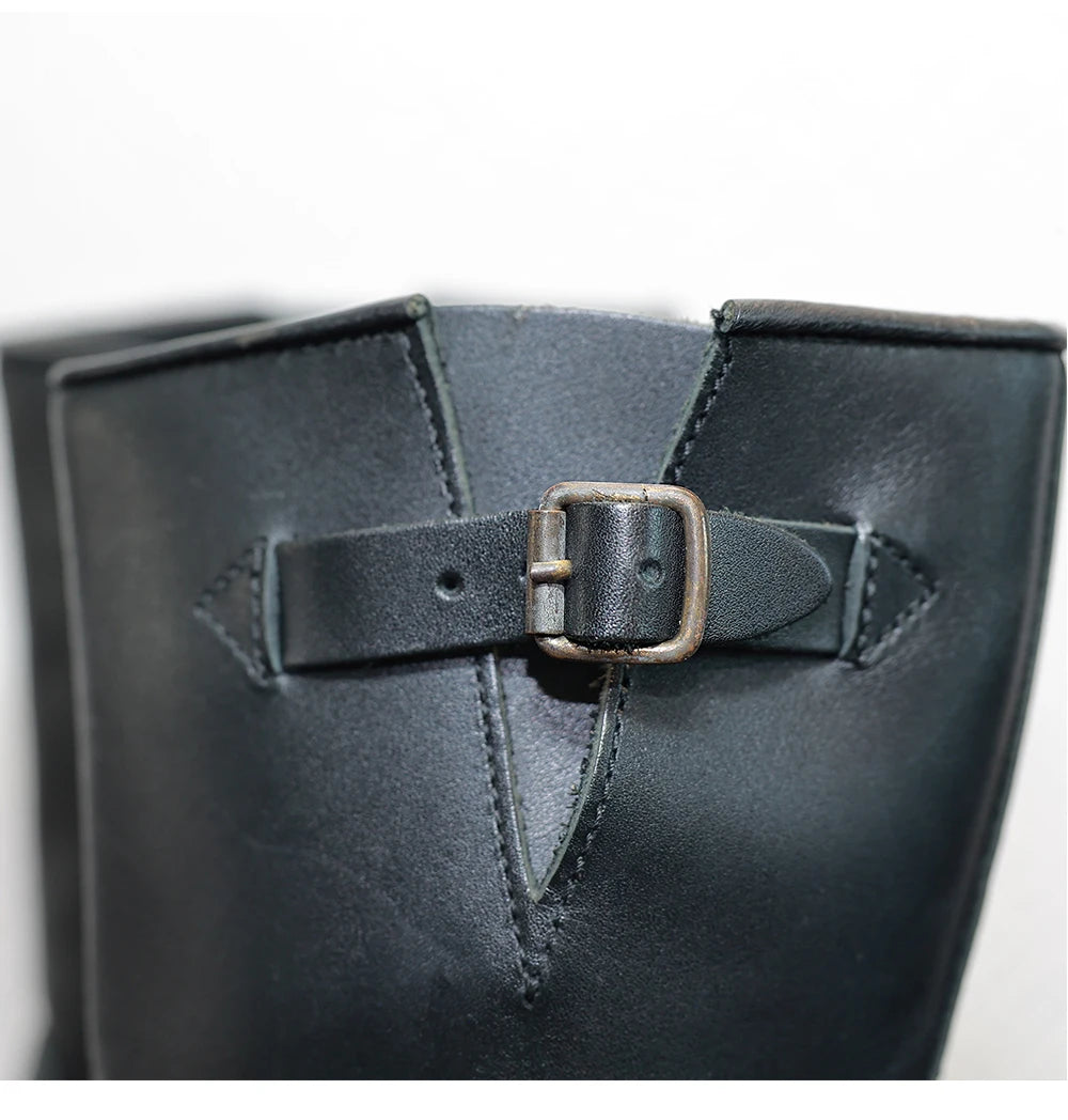 Retro American Motorcycle Boots Long Tube Genuine Leather Engineer Boots Men Knight Style Boots Outdoor Youth Fashion Boots