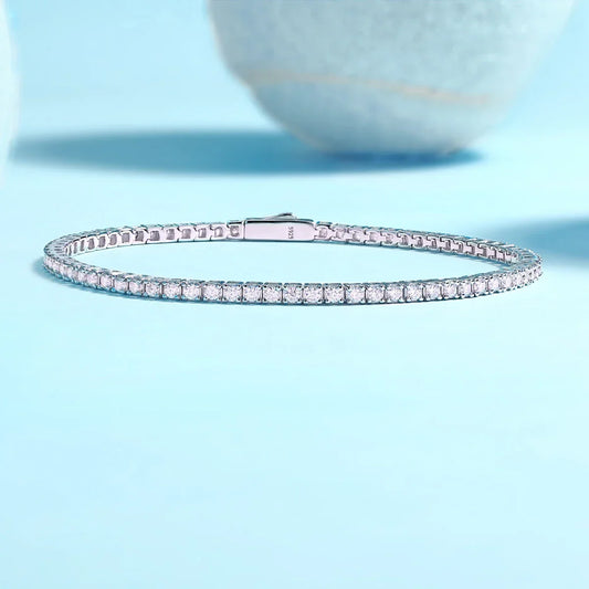 Bracelet de Tennis en Argent Sterling S925 et Moissanite pour Femme – Design Simple, Élégant et Scintillant pour un Usage Quotidien