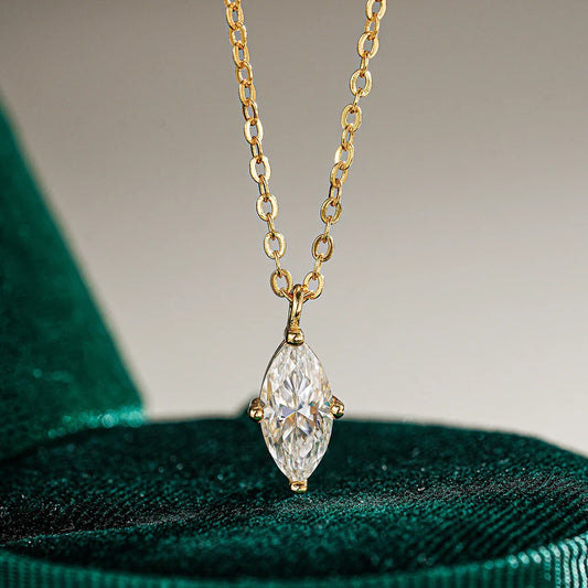 1CT 2CT Marquise Cut Diamond Pendent Necklace GRA Certified 925 Sterling Silver 18k Plated Solitaire Necklace for Women Jewelry