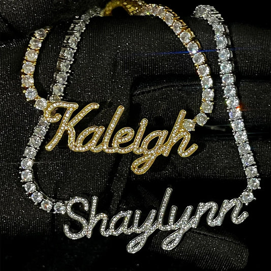 Custom Cursive Letter Pendant Customized Name Necklace for Women Iced Out CZ Zircon Rock Street Hip Hop Jewelry