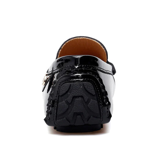 Patent Leather Beanie Shoes Men's New Spring and Summer Large Size Patent Leather Casual British Leather Shoes Women's Slip-On Lazy Casual Shoes Handmade Shoes