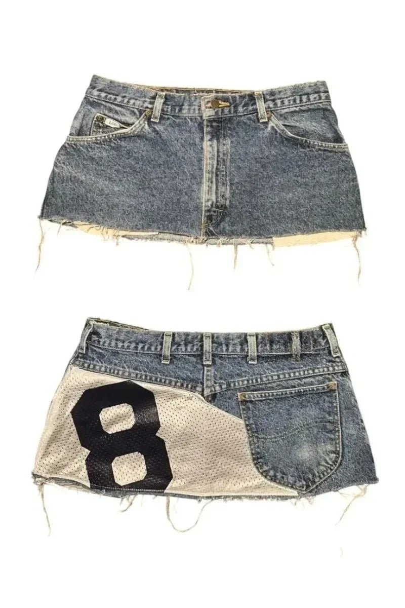 American Y2K Retro Graffiti British Flag Short Jeans Harajuku Women's Washed Denim Shorts Tight Low Waist Shorts