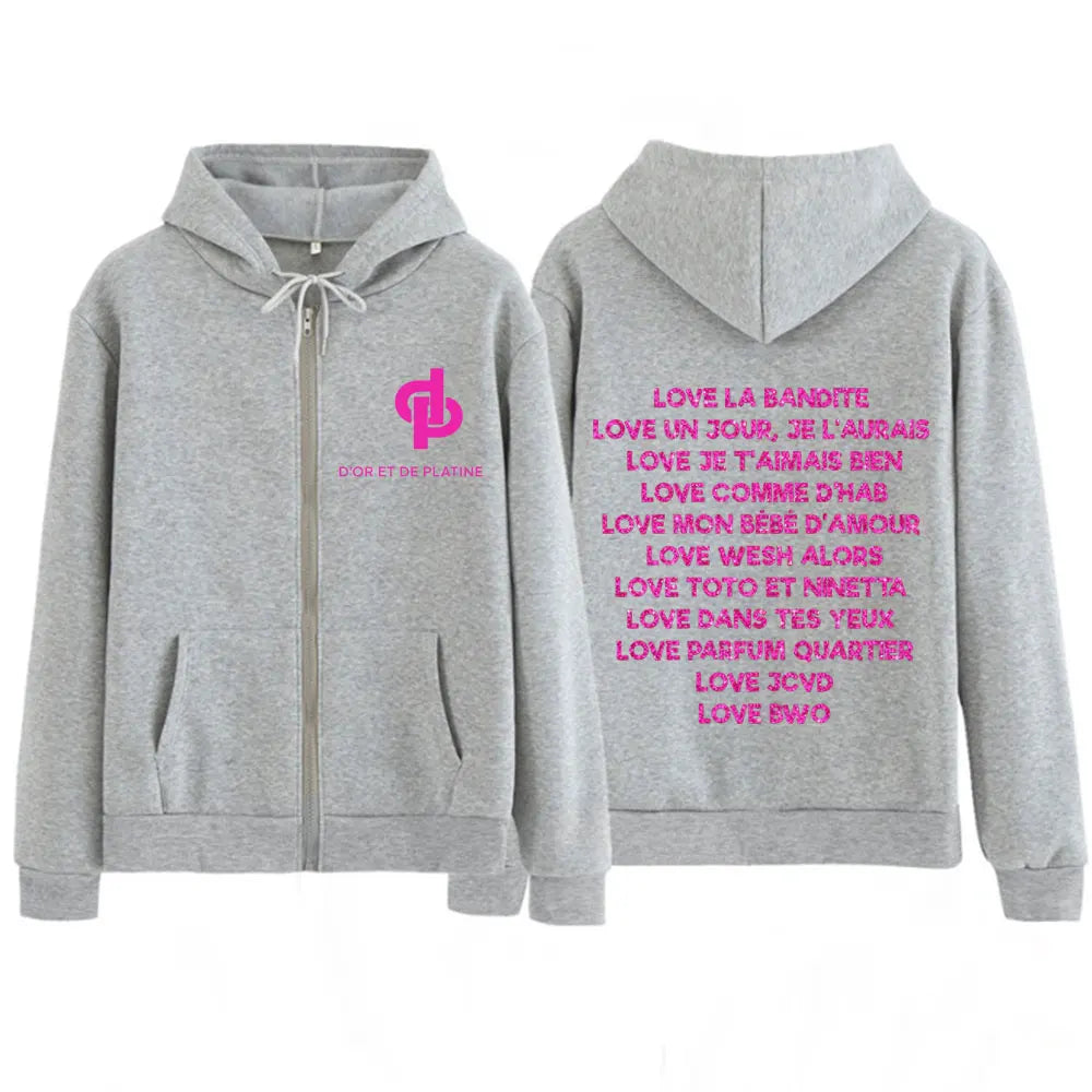 2025 Hot Sale Love Jul Graphic Vintage Zipper Hoodie Man Woman Hip-hop Tracksuit Long-sleeved Loose Casual Aesthetic Sweatshirts