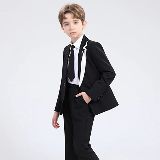 2025 New Boys Slim Fit Dresswear Suits For Birthday Wedding Party Three Colors Handsome Child Suit Set School Performance