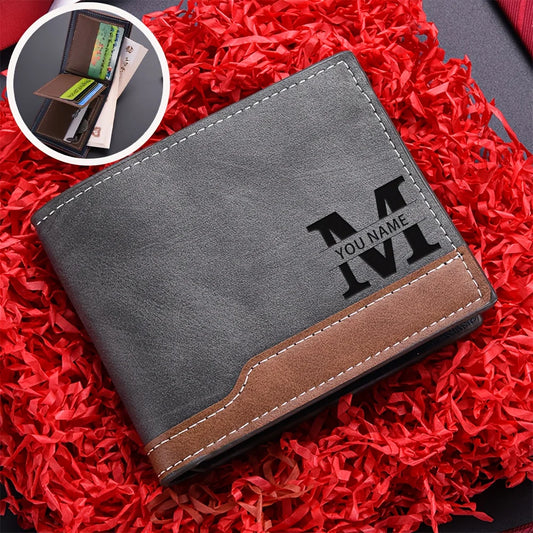 Portefeuille Personnalisé - Nom et Initiales Gravés sur Mesure Cadeaux Saint-Valentin Cadeaux Anniversaire Cadeau d'Anniversaire Cadeaux pour Hommes