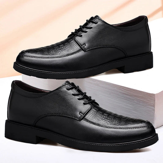Luxury Brand Men Casual Flats Genuine Leather Business Oxford Shoes Antiskid Gentleman Shoes Crocodile Pattern Formal Dress Shoe