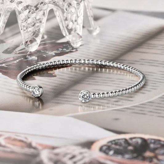 Bracelets jonc en moissanite plaquée or 18 carats pour femme 1CTTW, 100 % en argent massif S925, empilables, ajustables, bijoux en diamant de laboratoire