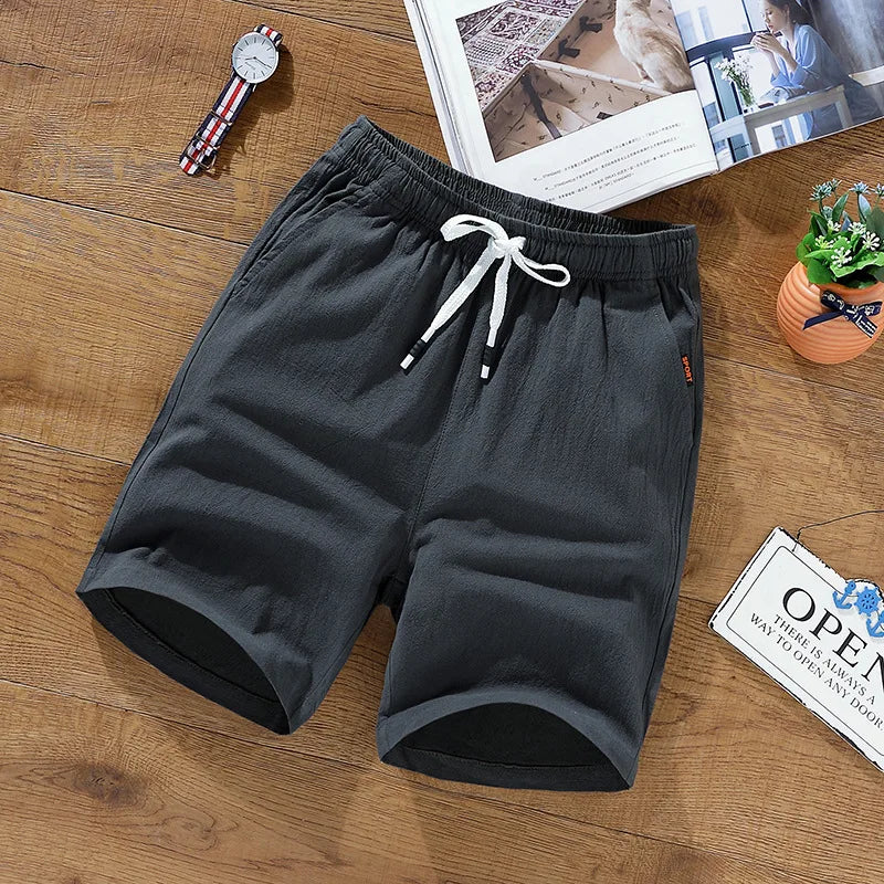 Men's Solid Gym Shorts Summer Outdoor Breathable Sports Shorts Plus Size Drawstring Casual Shorts Male