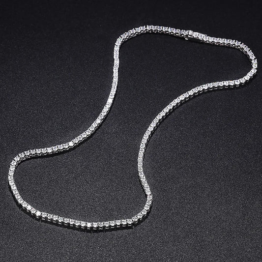 Sparkling Real Full 2.5/3/4/5mm D Color Moissanite Tennis Necklace for Women S925 Silver Diamond Neck Chain Necklaces Gift