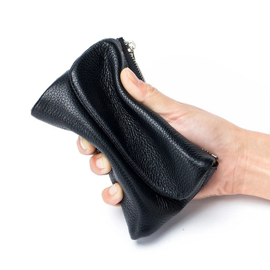 Porte-monnaie en cuir de vache véritable, portefeuille court pliable pour petits sacs à main féminins, pochette, porte-cartes en cuir de vachette, portefeuilles de voyage