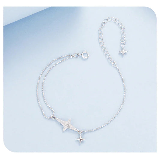 Bracelet réglable empilable en argent sterling 925, délicat, plaqué or blanc, avec chaîne à maillons, pour femmes