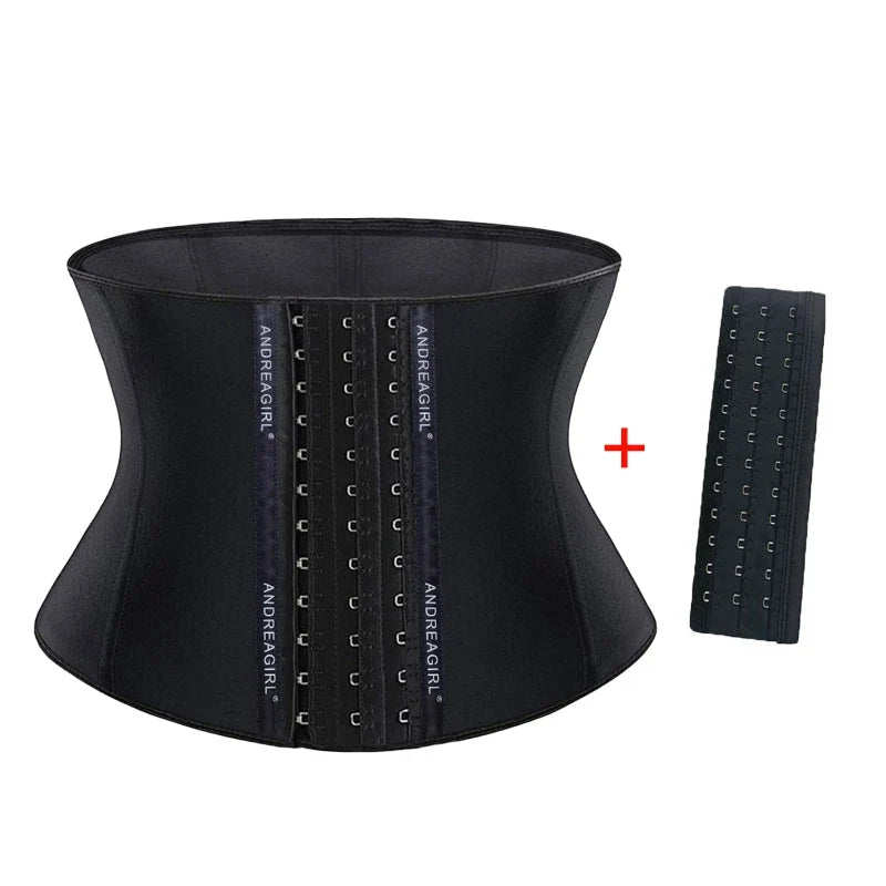 22cm Short 3 Layers Latex Waist Trainer Corset 9 Steel Bones Shapewear Body Shapers Women Corset Slimming Belt Waist Shaper 9052