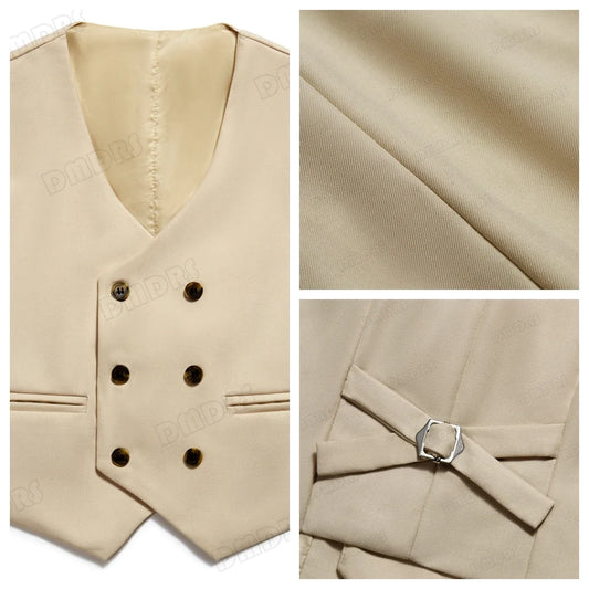 Champagne Solid Suit Set for Kids for Wedding Party, Graduation, Communion, Back-to-School Chidren Tuxedo Set 4 Pcs Suits