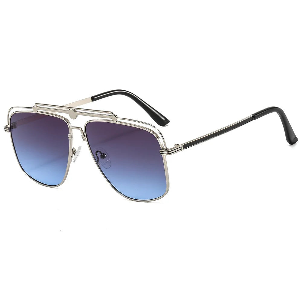 Big Metal Frame Gradient Sunglasses UV400 Protection Classic Sun Glasses Driving Oversized Square Sunglasses for Women & Men