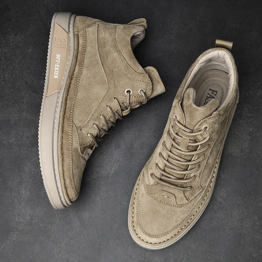 New Arrival Genuine Leather Men Ankle Boots Design Warm Plush Fur Winter Sneakers Snow Casual Leather Shoes Outdoor Basic Boots