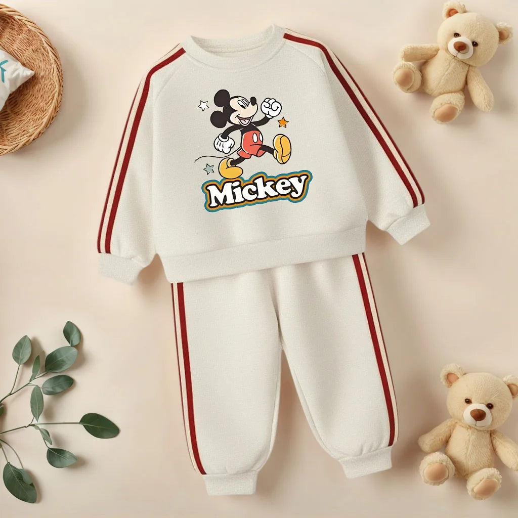 2026 Spring Cartoon Printed Children's Casual Sweatshirts Sets Boys O Neck Hoodies Long Pant Two Piece Suit Girls Tracksuit New