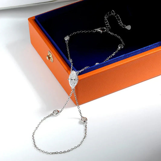Bracelets de cheville en moissanite taille marquise 3EX pour femme, réglables de 14 à 20 cm, en argent 925, cadeau de bijoux de main