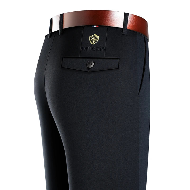 Mens Business Casual Pants Stretch Dress Pants Wrinkle Free Suit Pants Embriodery 4-Way Stretch Formal Dress Pants