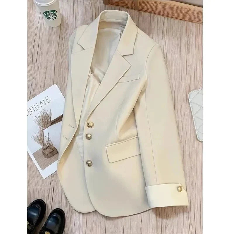 Mint Green Women Blazers 2025 Spring New Jackets Single Breasted Unique Cuff Design Notched Casual Suit Jacket Fashion Lady Coat