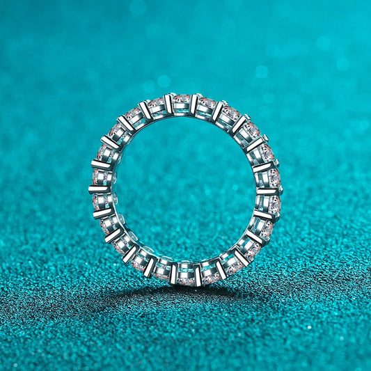 3mm Moissanite Wedding Ring for Women Created Diamond Full Eternity Stackable Engagement Promise Band S925 Silver Rings