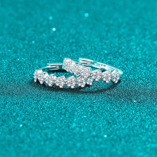 Full Moissanite Hoop Earrings for Women Brilliant cut Bride Wedding Jewelry 100% S925 Sterling Silver Plated 18k Earring