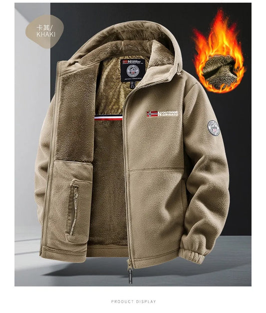 Winter New Fashion Trend Retro Sports Thick Warm Lamb Wool Jacket Men's Casual Loose Comfortable High-Quality Plus Size Jacket