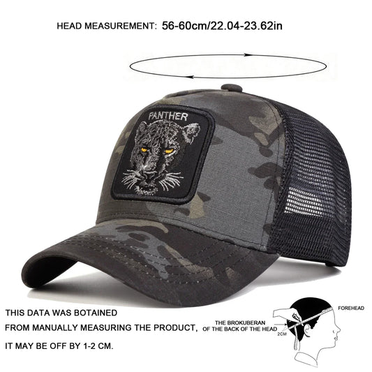 Unisex PANTHER Embroidery Baseball Net Caps Spring and Summer Outdoor Adjustable Casual Hats Sunscreen Hat