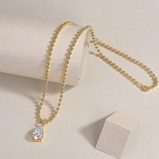 9x13mm 5CT Pear Cut Moissanite Pendant Necklace for Women 925 Sterling Silver Plated 18K Gold Waterdrop Shape Necklace Jewelry