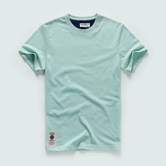 New Men Cotton Solid T-Shirt Mens Short Sleeve T-shirt Multi Pure Color Fancy Yarns T Shirt Color Wine White Blue