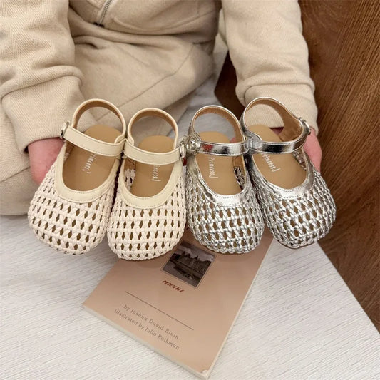 Children's Summer Sandals New Soft Bottom Kids Sandals for Girls Fashion Sequin Causal Beach Shoes Non-slip Breathable Mesh