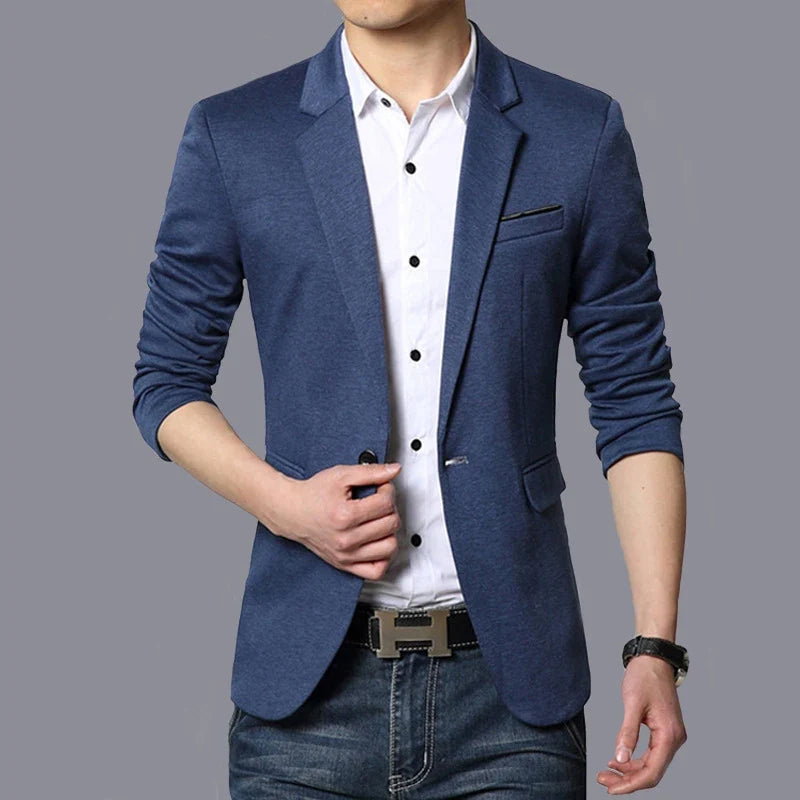 Autumn Brand Men Blazers Slim Fit Casual Suit Jacket Sold Color One Button Korean Style Business Wedding Party Blazer