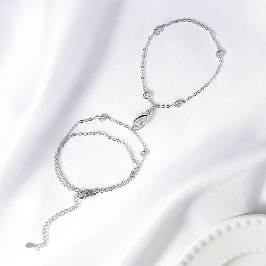 Bracelets Moissanite "Bulles" Taille Marquise pour Femmes, Réglables 14-19cm, Chaîne en Diamants de Laboratoire, Bijoux en Argent Pur S925