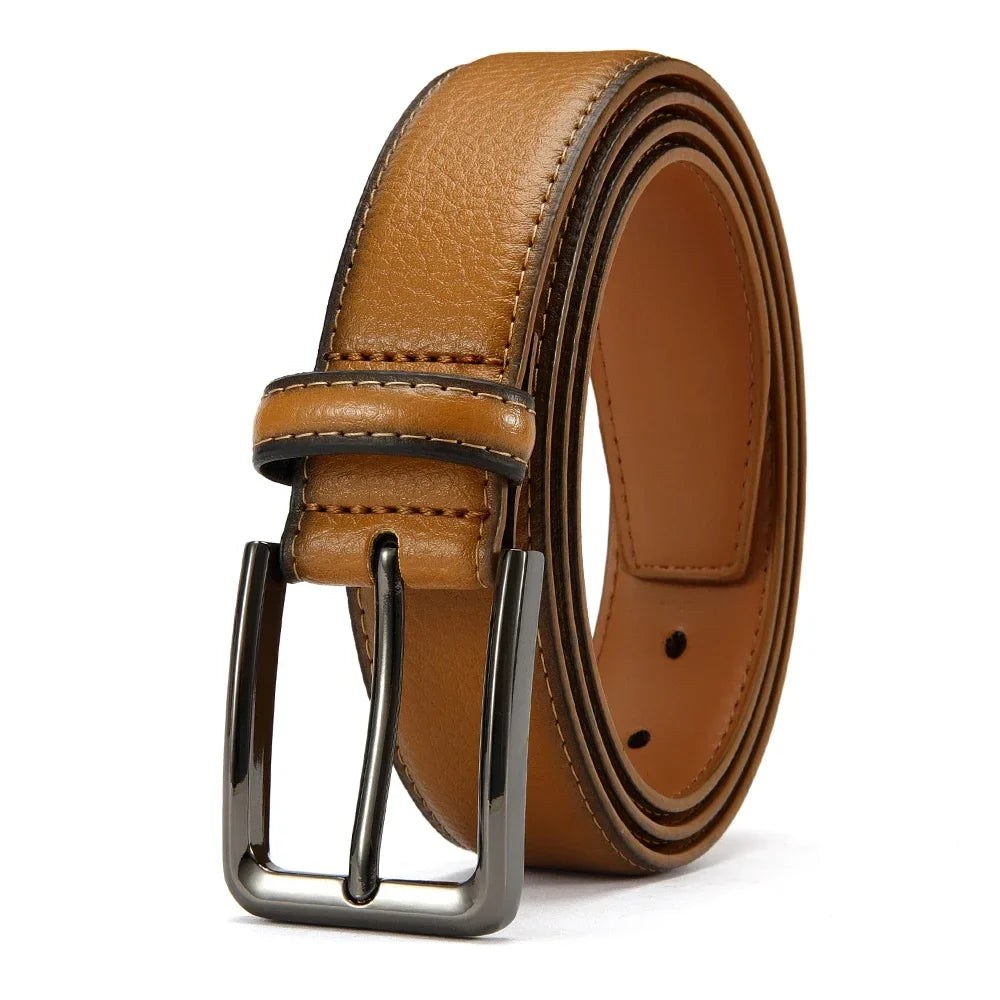 Men Belts High Quality Genuine Leather LONG Large Pin Buckle Metal Automatic Buckle Male Belts Strap Mal 115cm 135cm Size