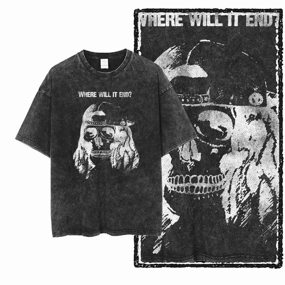 G58 Acid Washed Black Cotton Vintage Creative Graphic Men T-shirt | Streetwear Big Size Cool O-neck men's Tee Tshirt