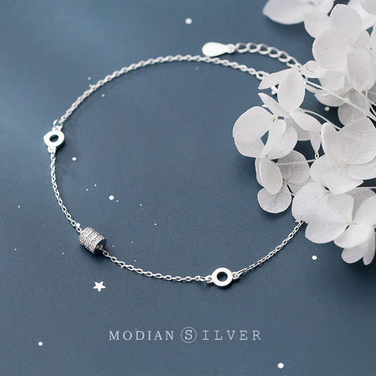 Nouveau Bracelet De Luxe À Breloques Ronds Géométriques Pour Femmes En Argent Sterling 925, Bijoux Tennis À Maillons Scintillants, Collection 2025